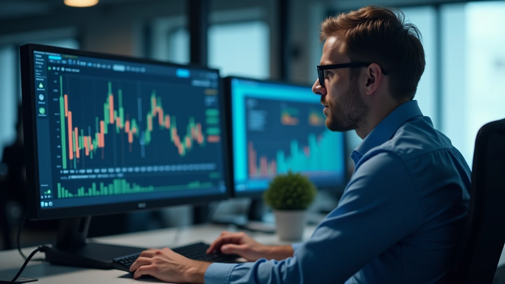 Finansinis analitiker dirbantis su ekonominiais duomenimis moderniam biure
